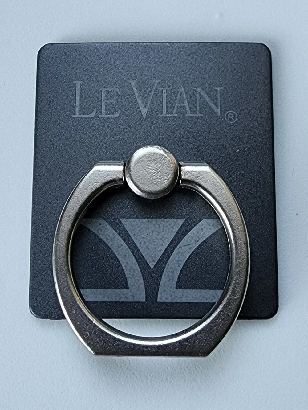 LeVian Logo Gunmetal & Silver-tone Ring Holder + Kickstand Device Accessory NEW!
